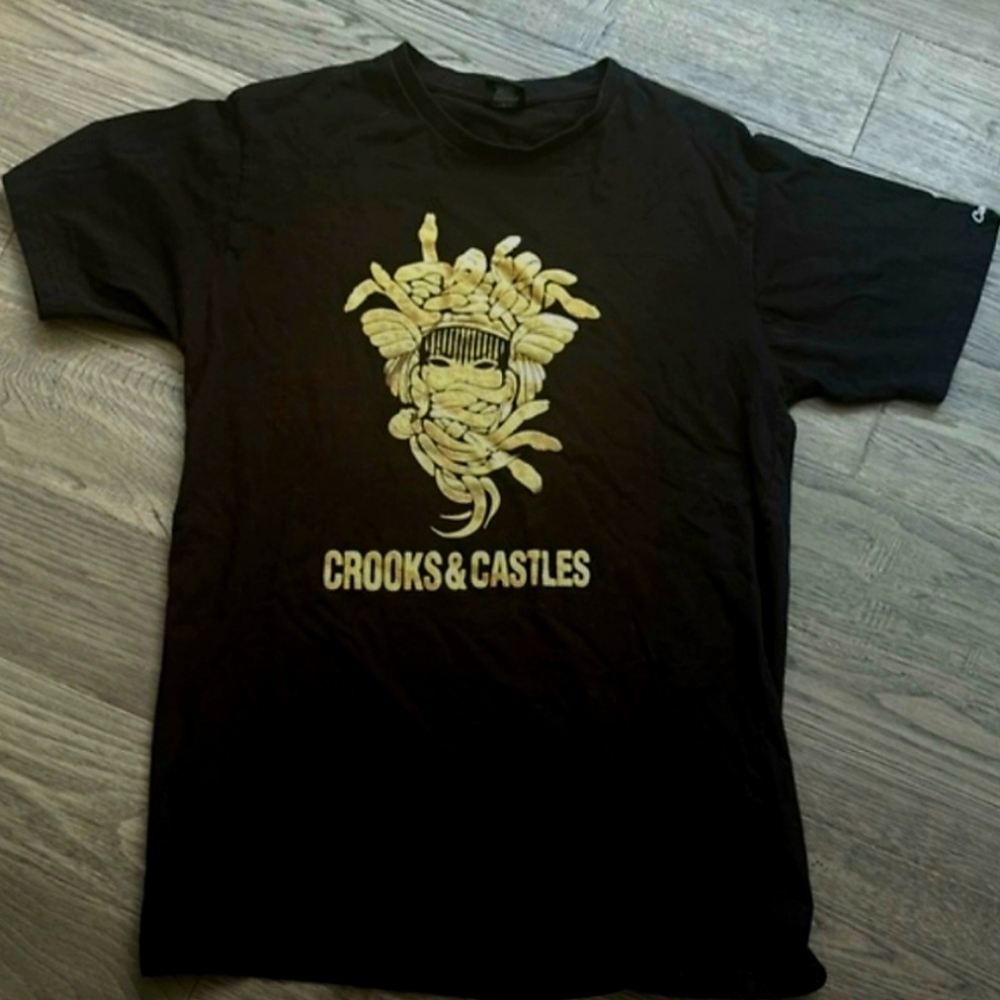 Crooks & Castles Black Tee with Gold Design